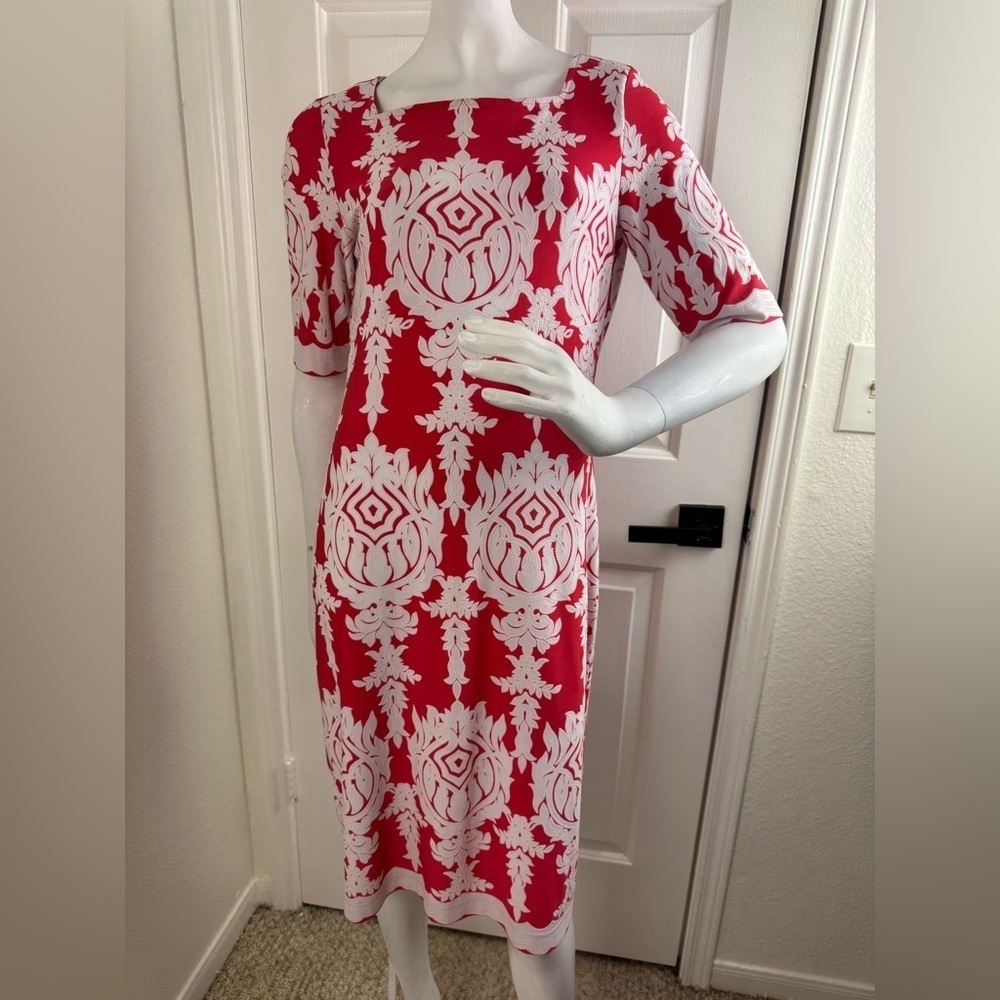 Tiana B Orange and White Dress, Size 10.  #369